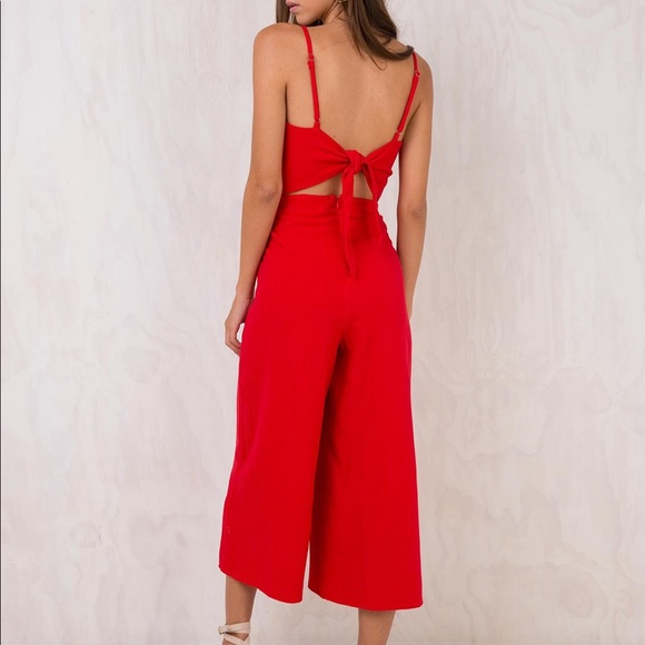 Princess Polly Pants - Princess Polly Red Tie-Back Jumpsuit